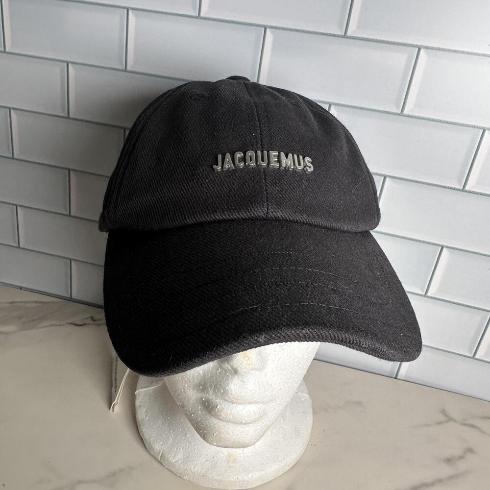 Jacquemus Hat Cap Strap Back 56 Black Twill La Casquette Rond Adjustable NWT